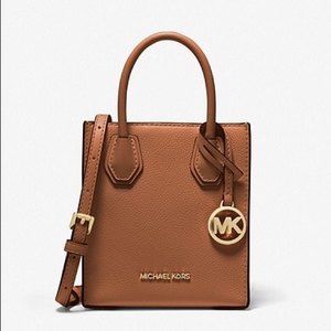 Michael Kors XS Extra Small Shopper Crossbody Bag Leather Brown